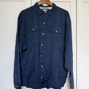 Poncho Men's Pacifico Navy Pearl Snap Shirt